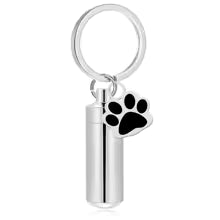 Pets Urns Keyring Paw Print Cylinder.