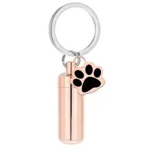 Pets Urns Keyring Paw Print Cylinder.
